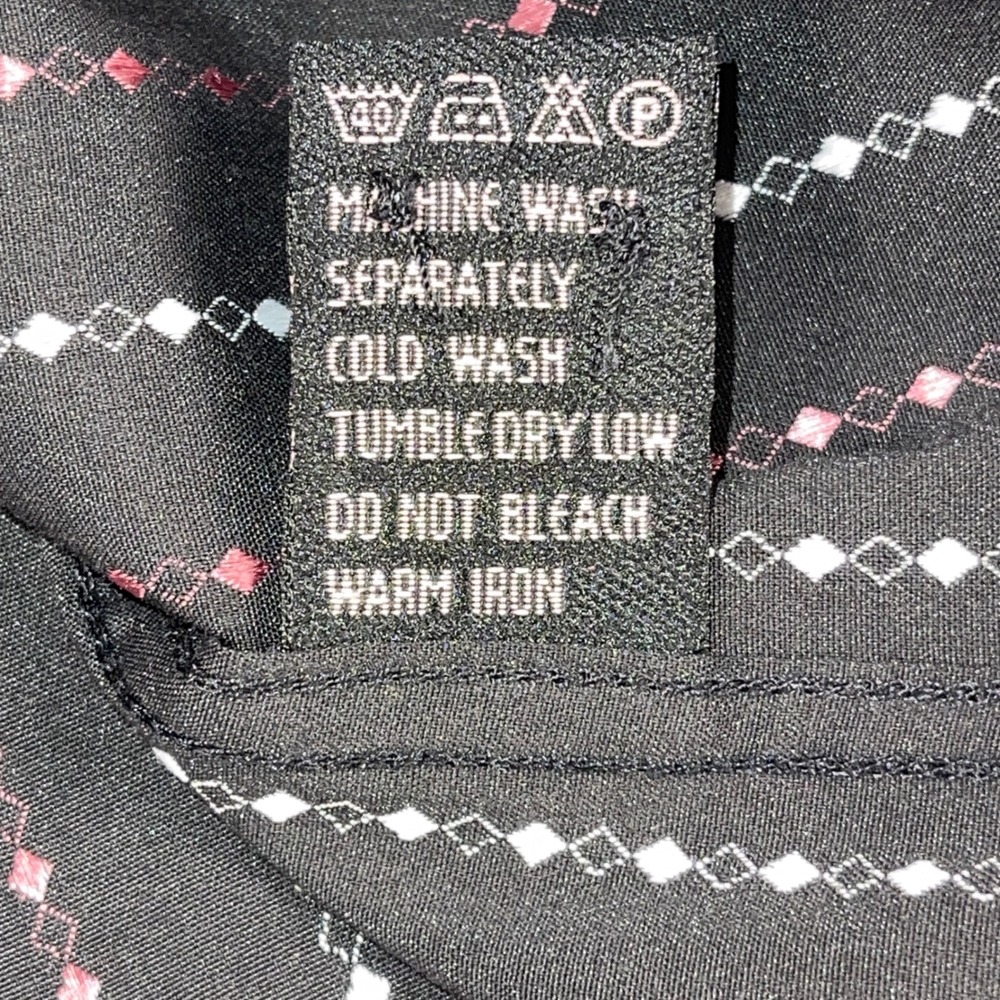 7 Diamonds Mens Black‎ Pink Vertical Striped Button Down Dress Shirt L - Picture 6 of 7